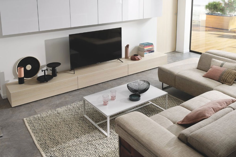 Un salon avec télévision